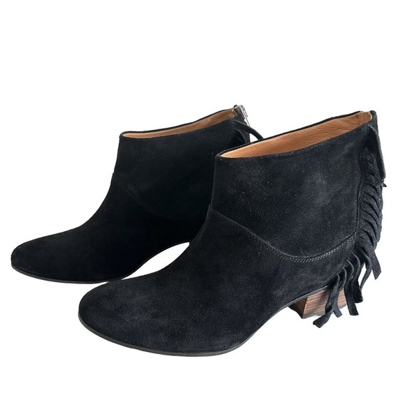 Golden Goose GGDB Black Suede Leather Western Ankle Boots Booties Size 7 EU 37 - Picture 1 of 10
